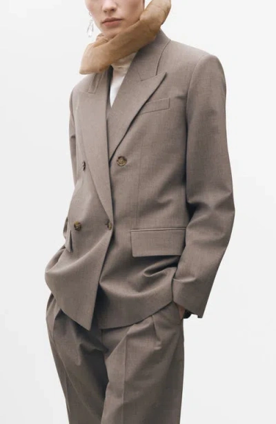 Mango Double Breasted Suit Jacket In Gray