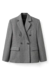 Mango Double Breasted Suit Jacket In Gray