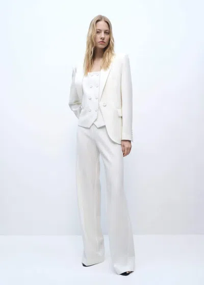 Mango Double-breasted Suit Vest Off White
