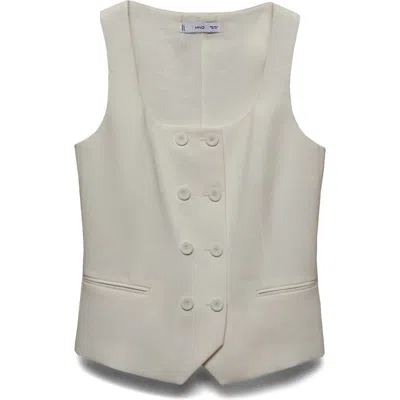 Mango Double Breasted Suit Waistcoat In Off White