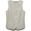 Mango Double Breasted Suit Waistcoat In White