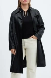 MANGO MANGO DOUBLE BREASTED WATER REPELLENT FAUX LEATHER TRENCH COAT