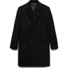 Mango Double Breasted Wool Blend Coat In Black