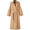 Mango Double-breasted Wool Blend Trench Coat In Brown