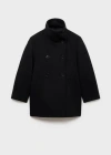 Mango Double-breasted Wool Coat Black In Black
