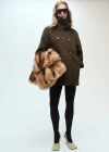Mango Double-breasted Wool Coat Khaki In Khaki