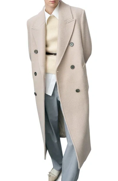 Mango Double Breasted Wool Coat In Light,pastel Gray