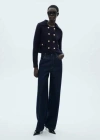 Mango Double-breasted Wool Jacket Dark Navy In Dark Navy