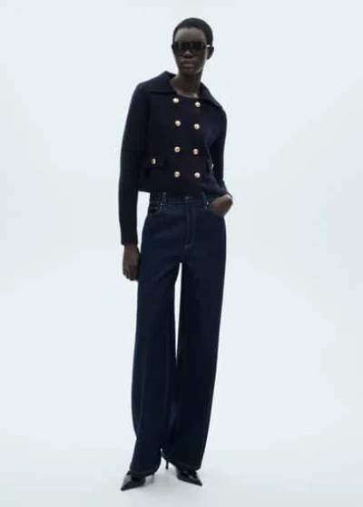 Mango Double-breasted Wool Jacket Dark Navy
