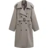 Mango Double Breasted Wool Trench Coat In Brown