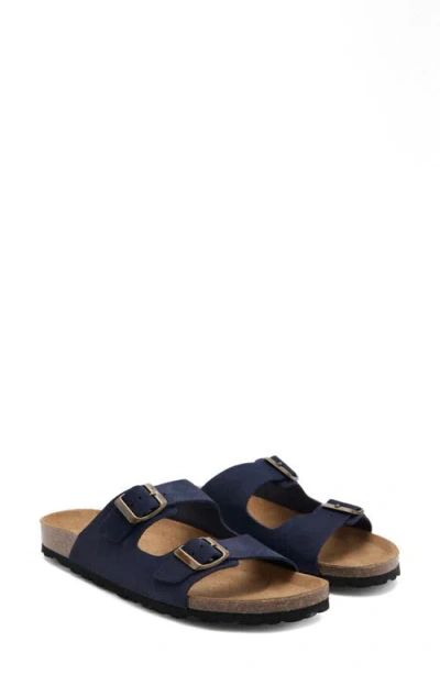 Mango Double Buckle Slide Sandal In Blue