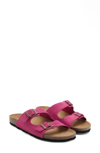 Mango Double Buckle Slide Sandal In Pink