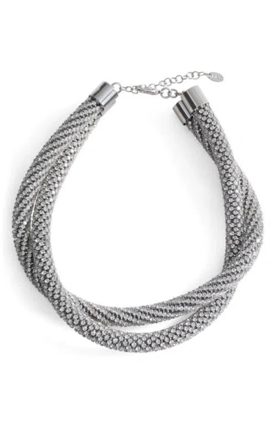 Mango Double Crystal Rope Necklace In Silver