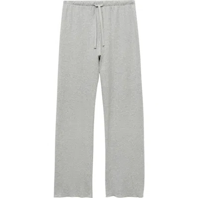 Mango Double Face Cotton Blend Pajama Pants In Grey