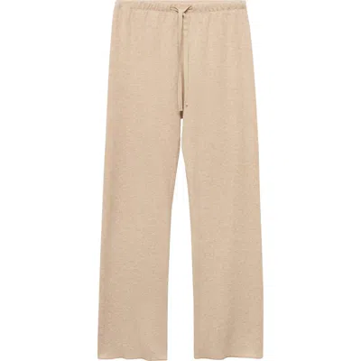 Mango Double Face Cotton Blend Pajama Pants In Light/pastel Brown