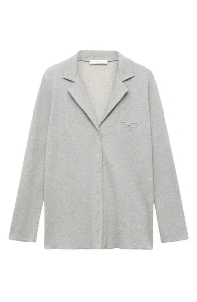 Mango Double Face Cotton Shirt In Grey