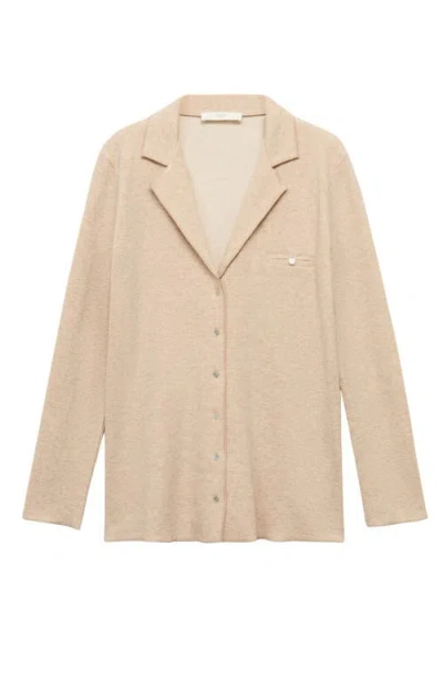 Mango Double Face Cotton Shirt In Light/pastel Brown