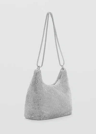 Mango Double-handle Crystal Bag Silver