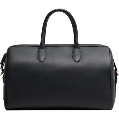 Mango Double Handle Leather Handbag In Black Navy