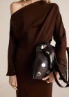 Mango Double-handle Leather Shoulder Bag With Mirrors Chocolate In Chocolate