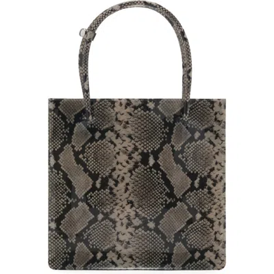 Mango Double Handle Snake Print Faux Leather Tote In Beige