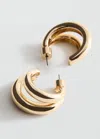 Mango Double Hoop Earrings Gold