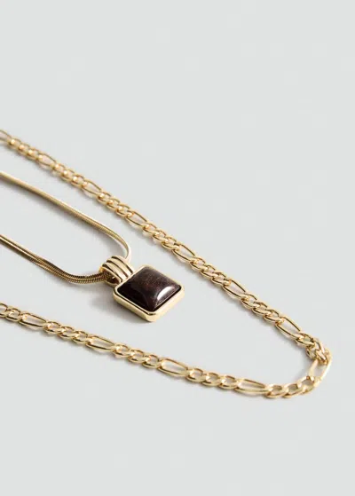 Mango Double Pendant Necklace Gold
