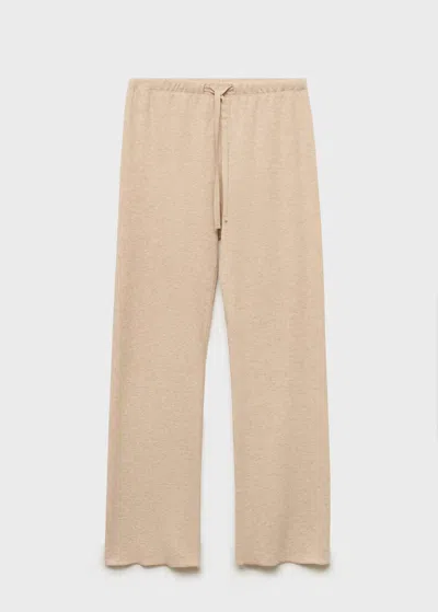 Mango Double-face Cotton Trousers In Light/pastel Brown