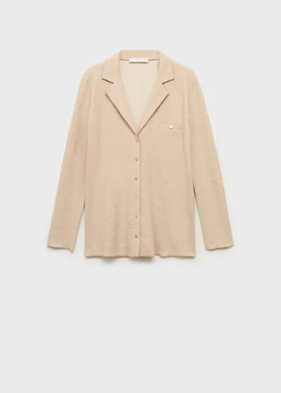 Mango Double-face Cotton T-shirt In Light/pastel Brown