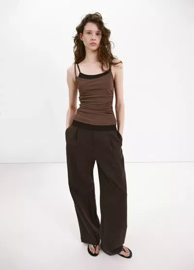Mango Double-layer Draped Top In Brown