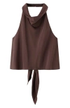 Mango Drape Halter Crop Top In Brown