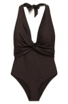 Mango Drape Halter One-piece Swimsuit