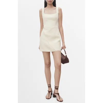 Mango Drape Linen Minidress In Neutral