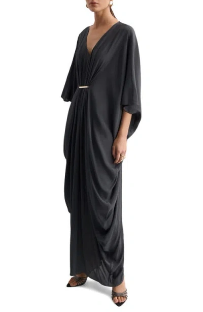 Mango Drape Maxi Dress In Black