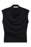 Mango Drape Neck Knit Tank In Black