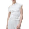 Mango Drape One-shoulder Top In White