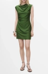 Mango Drape Texture Minidress In Green