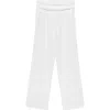 Mango Drape Waist Wide Leg Linen Blend Pants In White
