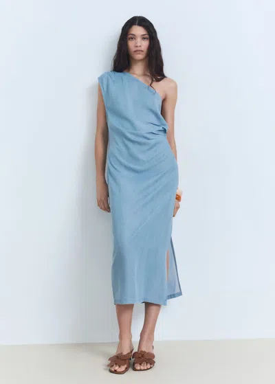 Mango Robe Bleu Moyen - Femme - Xl -