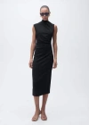 Mango Knitted Dress With Gathered Detail Chocolate In Black