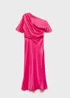Mango Draped Asymmetrical Midi-dress Pink In Pink