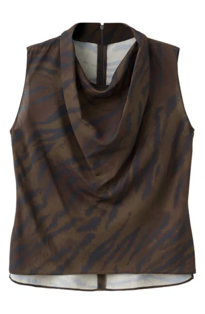 Mango Draped Cowl Neck Top In Animal Print