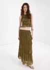 Mango Draped Crop Top In Brown