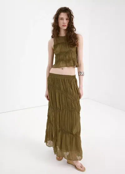 Mango Draped Crop Top In Brown