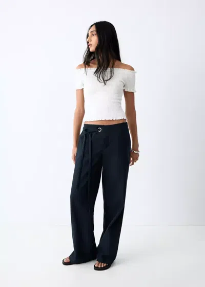 Mango Draped Crop Top In White