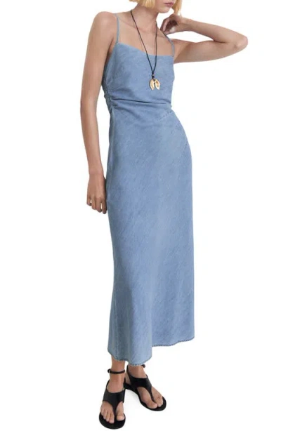 MANGO MANGO DRAPED DENIM MAXI DRESS