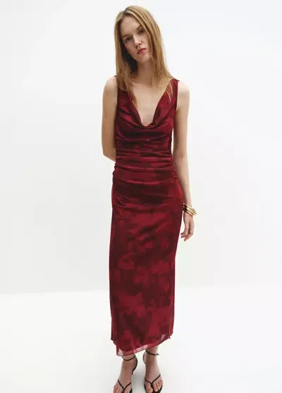 Mango Draped Fitted Dress In Multi