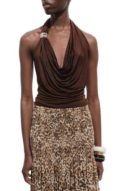 Mango Draped Halter Top In Brown