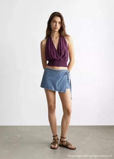 Mango Draped Halter Top In Purple