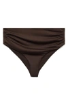 Mango Draped High Waist Bikini Bottoms In Brown